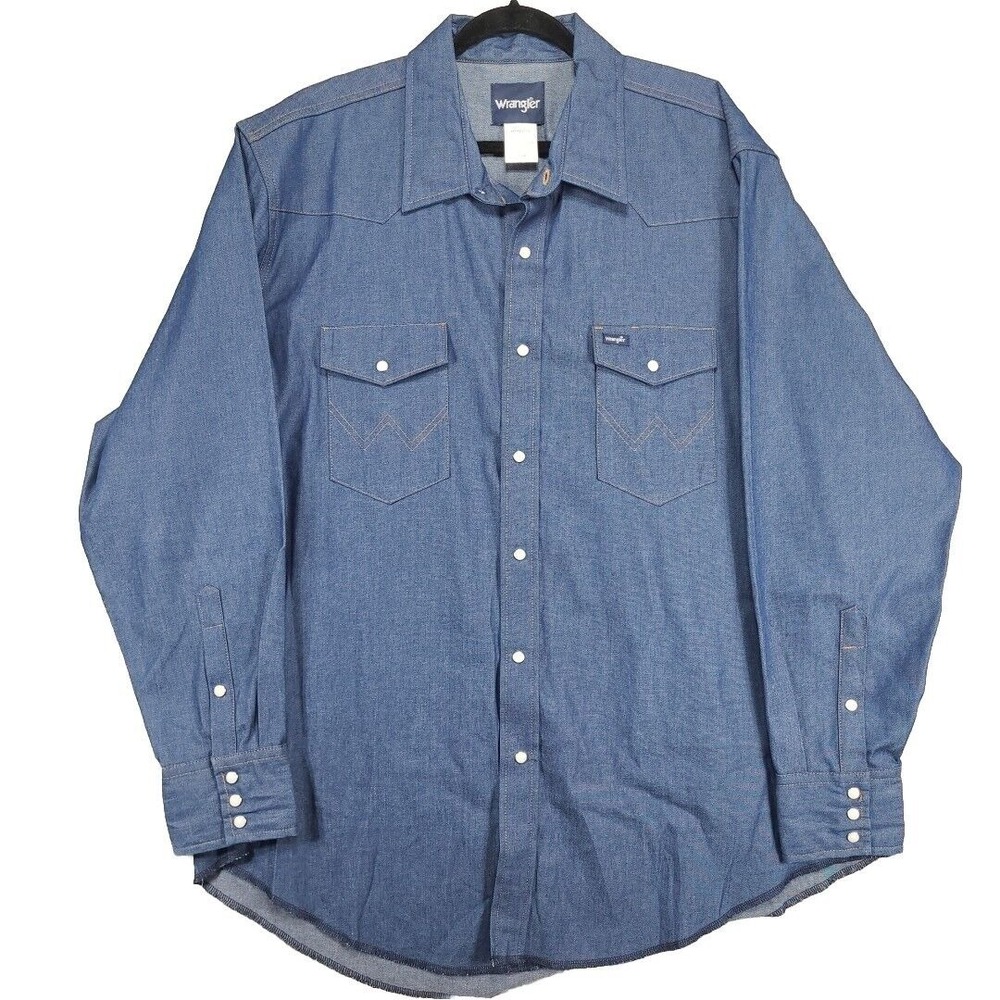 Wrangler Denim Pearl Snap Button Up Shirt‎ 2XL 100% Cotton